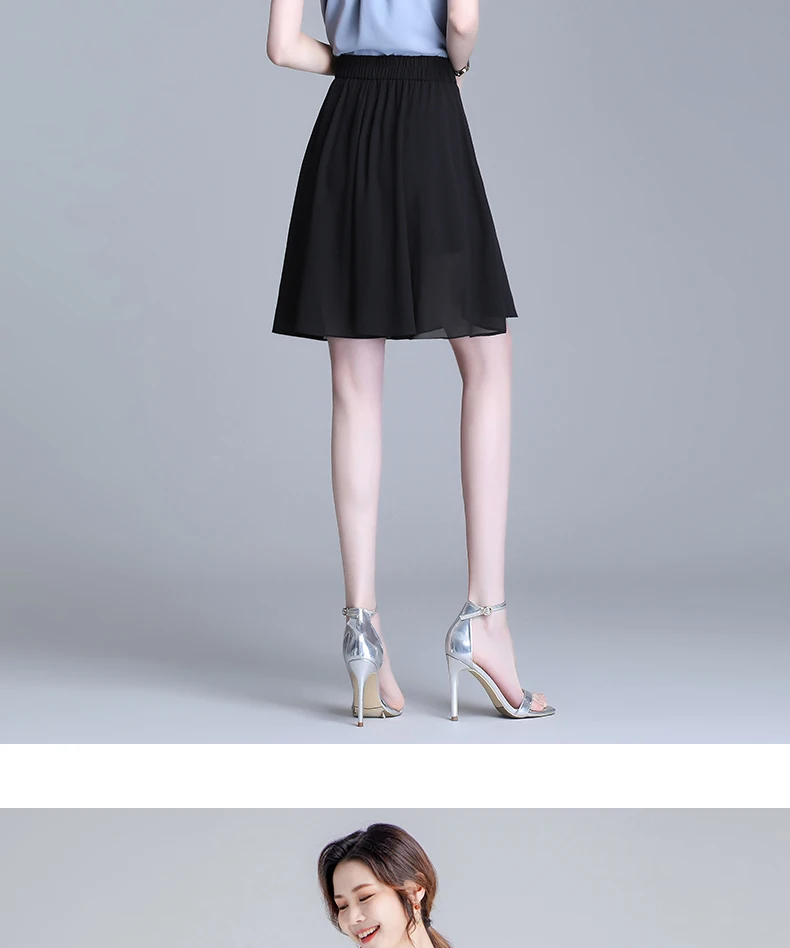 ZUZK Women Loose Cool Casual Chiffon Wide Leg Shorts Summer Comfortable Elastic High Waist Elegant Short Pants Skirt