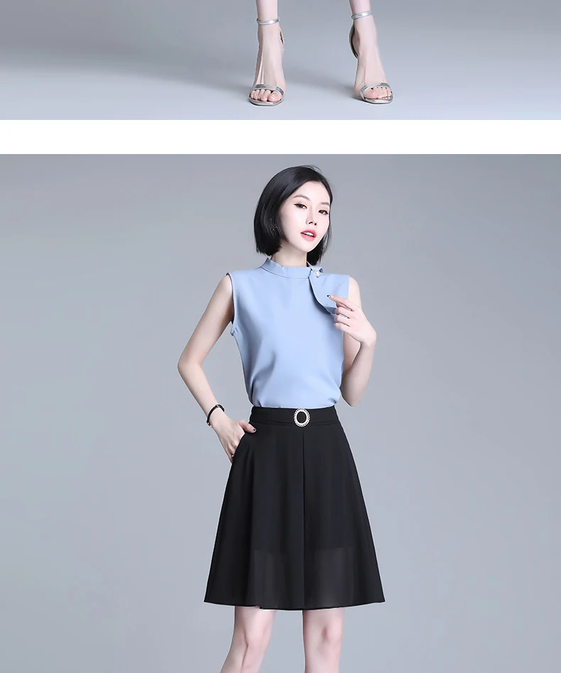 ZUZK Women Loose Cool Casual Chiffon Wide Leg Shorts Summer Comfortable Elastic High Waist Elegant Short Pants Skirt