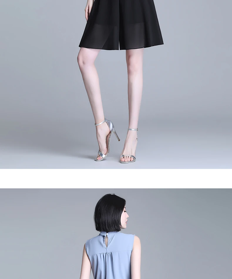 ZUZK Women Loose Cool Casual Chiffon Wide Leg Shorts Summer Comfortable Elastic High Waist Elegant Short Pants Skirt