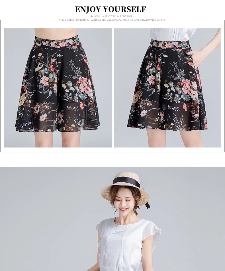ZUZK Women Loose Cool Casual Chiffon Wide Leg Shorts Summer Comfortable Elastic High Waist Elegant Short Pants Skirt