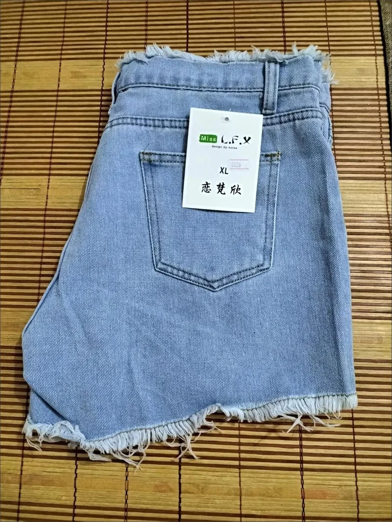 Jeans Women Summer Denim Shorts Wide-leg Pants Raw-edge Pocket Casual Pants Lady Loose Thin Wide-leg Pants White Black Blue