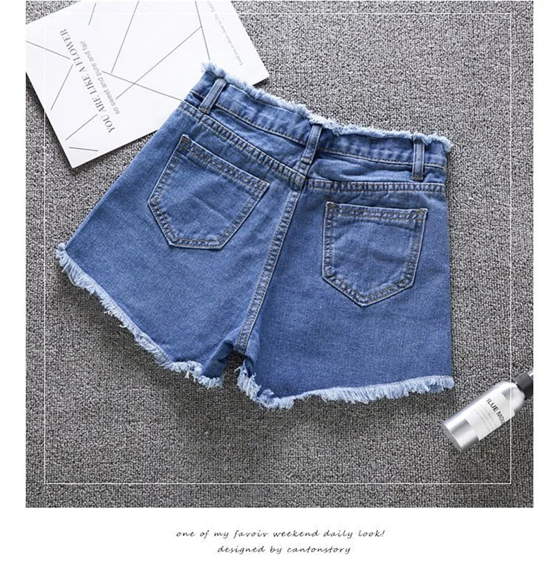 Jeans Women Summer Denim Shorts Wide-leg Pants Raw-edge Pocket Casual Pants Lady Loose Thin Wide-leg Pants White Black Blue