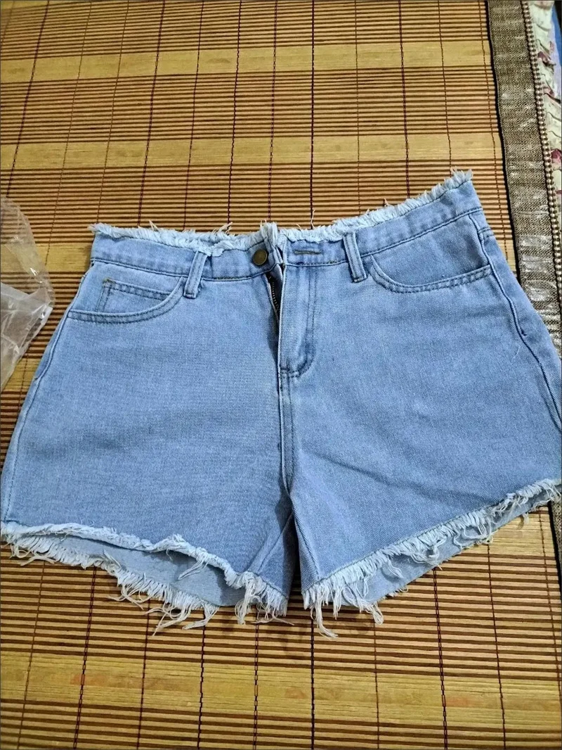 Jeans Women Summer Denim Shorts Wide-leg Pants Raw-edge Pocket Casual Pants Lady Loose Thin Wide-leg Pants White Black Blue