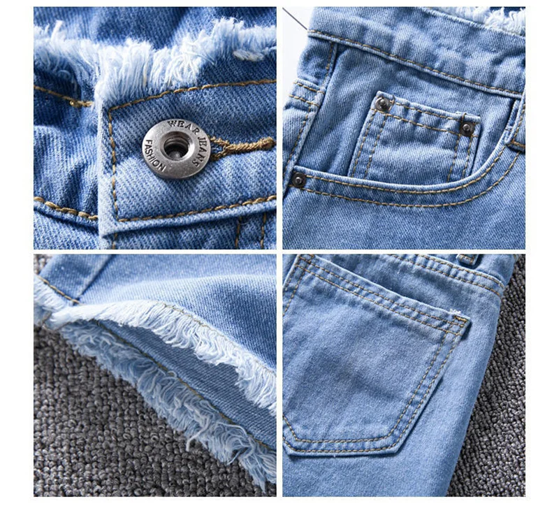 Jeans Women Summer Denim Shorts Wide-leg Pants Raw-edge Pocket Casual Pants Lady Loose Thin Wide-leg Pants White Black Blue