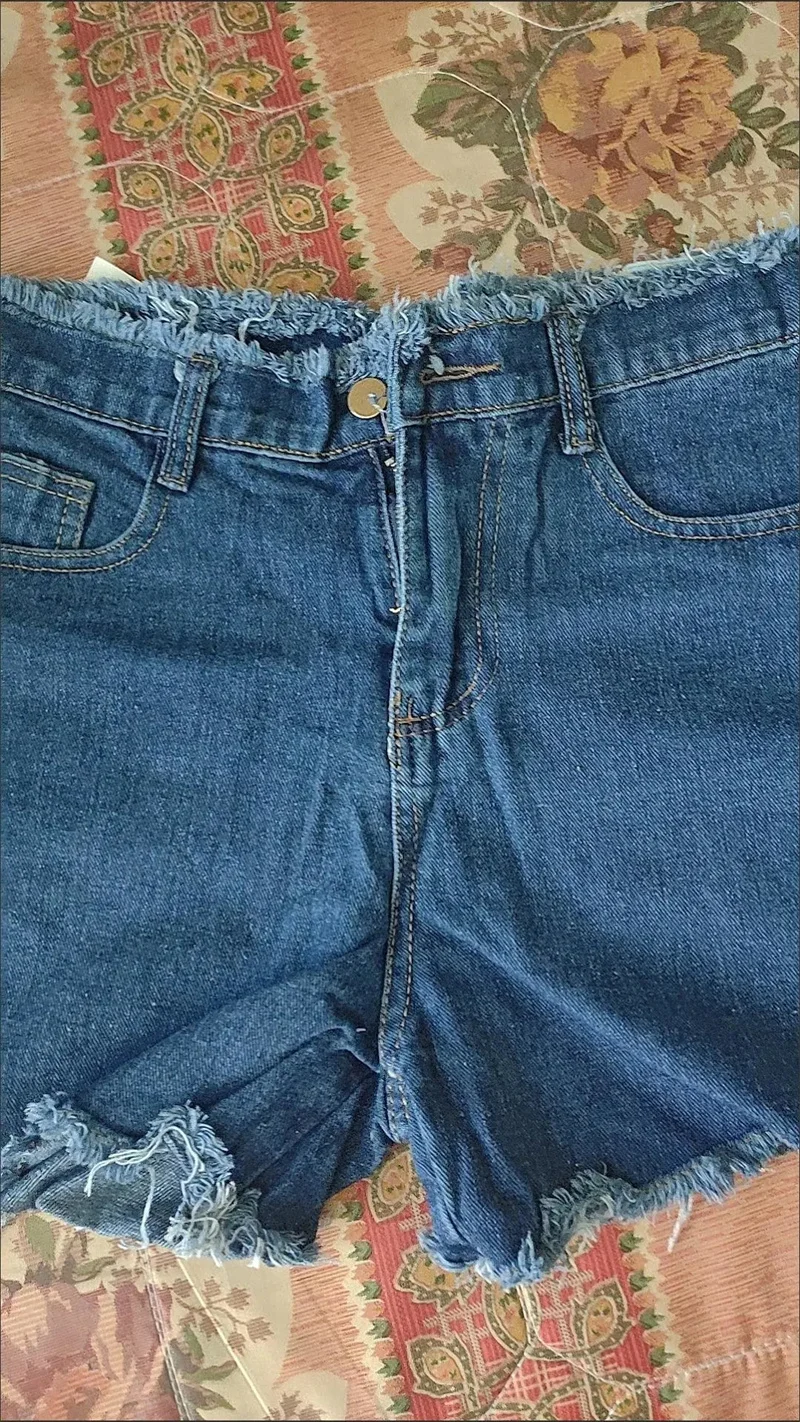 Jeans Women Summer Denim Shorts Wide-leg Pants Raw-edge Pocket Casual Pants Lady Loose Thin Wide-leg Pants White Black Blue