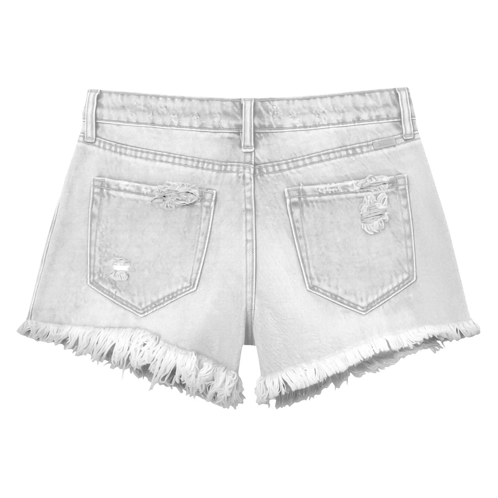 Women's Low Waist Cotton Capri Length Brushed Lightweight Skinny Washed Straight Leg Streetwear Summer Shorts with Frayed Hem