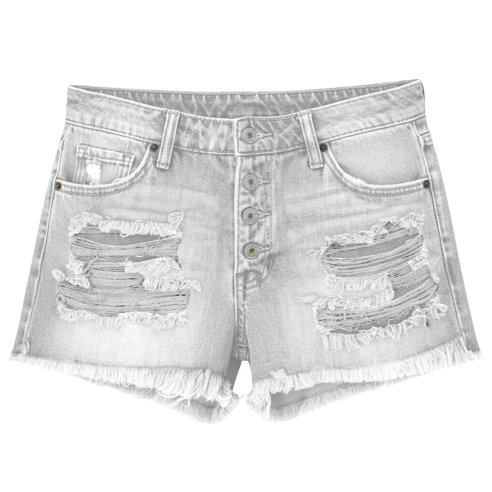 Women's Low Waist Cotton Capri Length Brushed Lightweight Skinny Washed Straight Leg Streetwear Summer Shorts with Frayed Hem