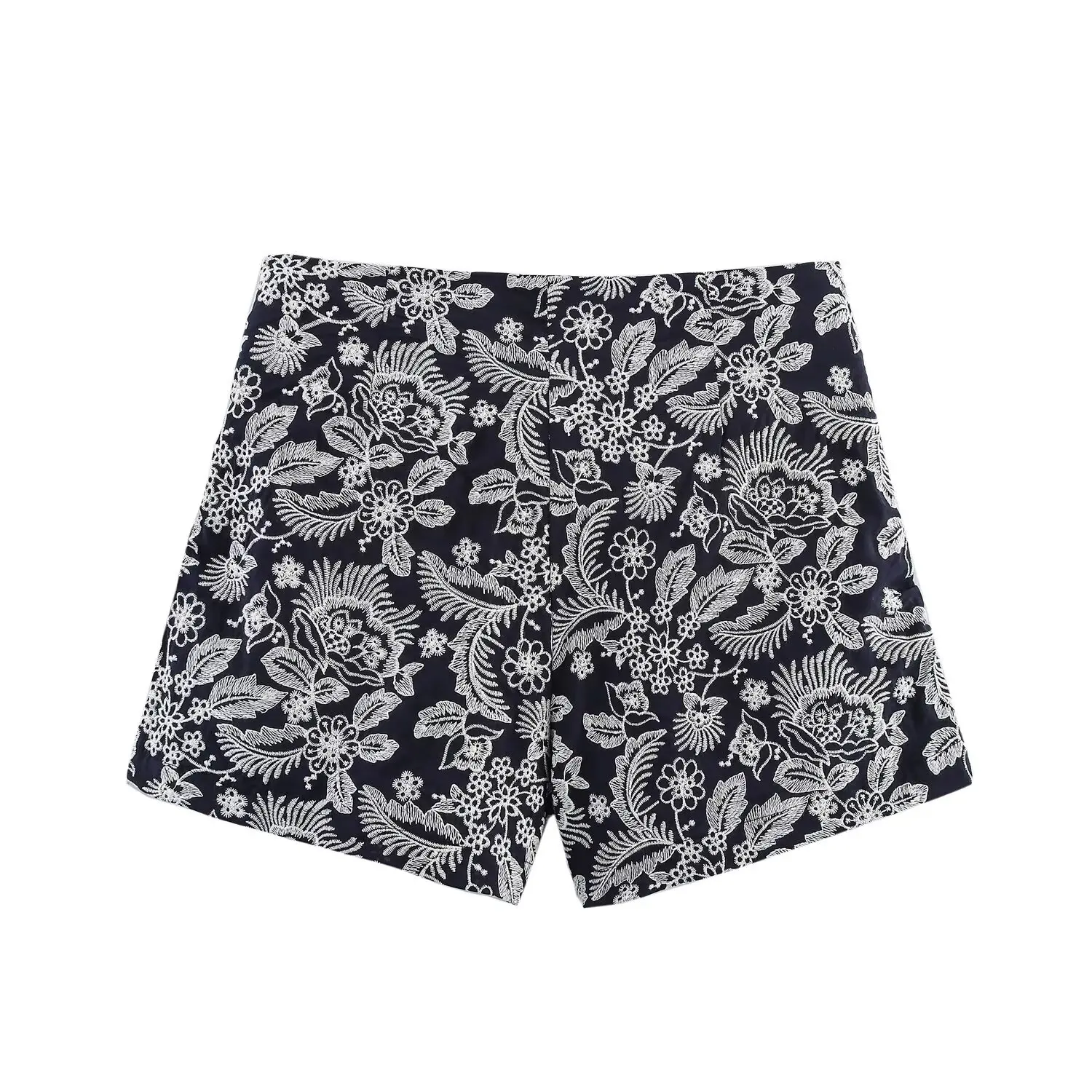 YENKYE New 2025 Women Floral Embroidery Knot Shorts Skirts Vintage High Waist Side Zipper Casual Summer Skort Pantalones Cortos