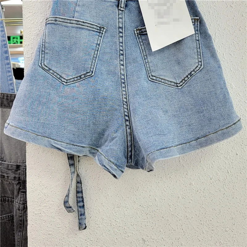 Denim Skirt Women Jeans Culottes Cargo Shorts Irregular Washed High Waist Multiple Y2k Punk Streetwear Short Pants Summer 2025