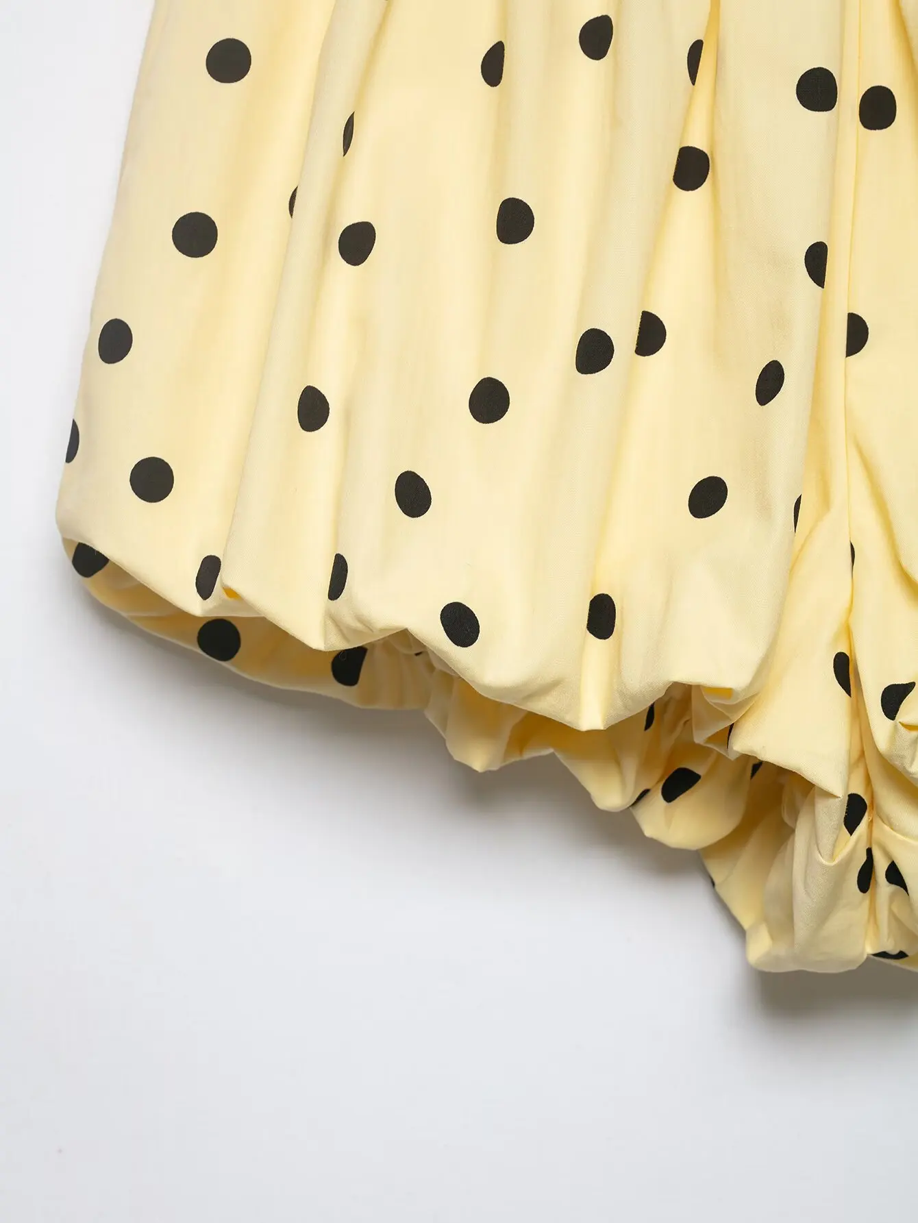 YENKYE New 2026 Women Yellow Polka Dot Bubble Shorts Elastic Waist Casual Cute Summer Bloomers