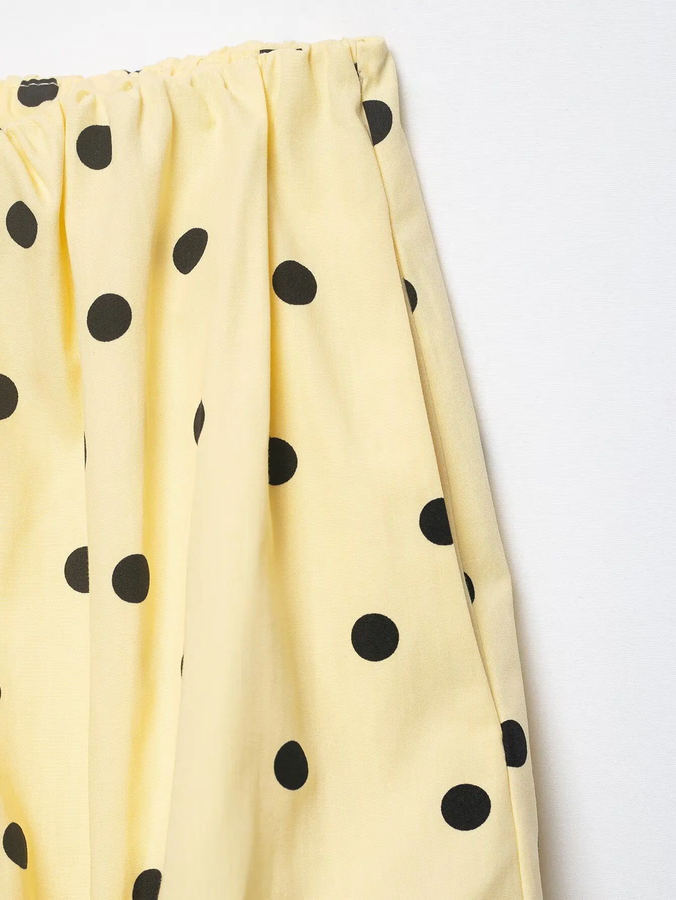 YENKYE New 2026 Women Yellow Polka Dot Bubble Shorts Elastic Waist Casual Cute Summer Bloomers