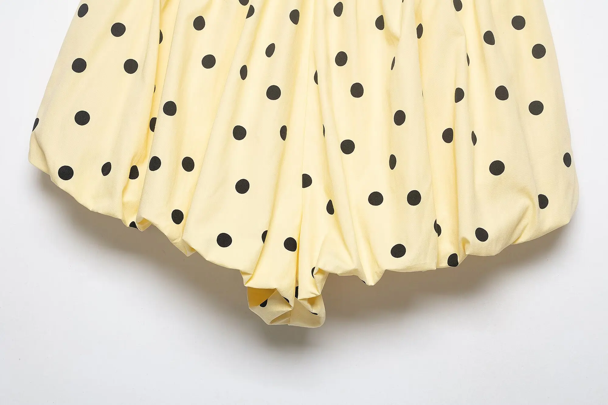 YENKYE New 2026 Women Yellow Polka Dot Bubble Shorts Elastic Waist Casual Cute Summer Bloomers