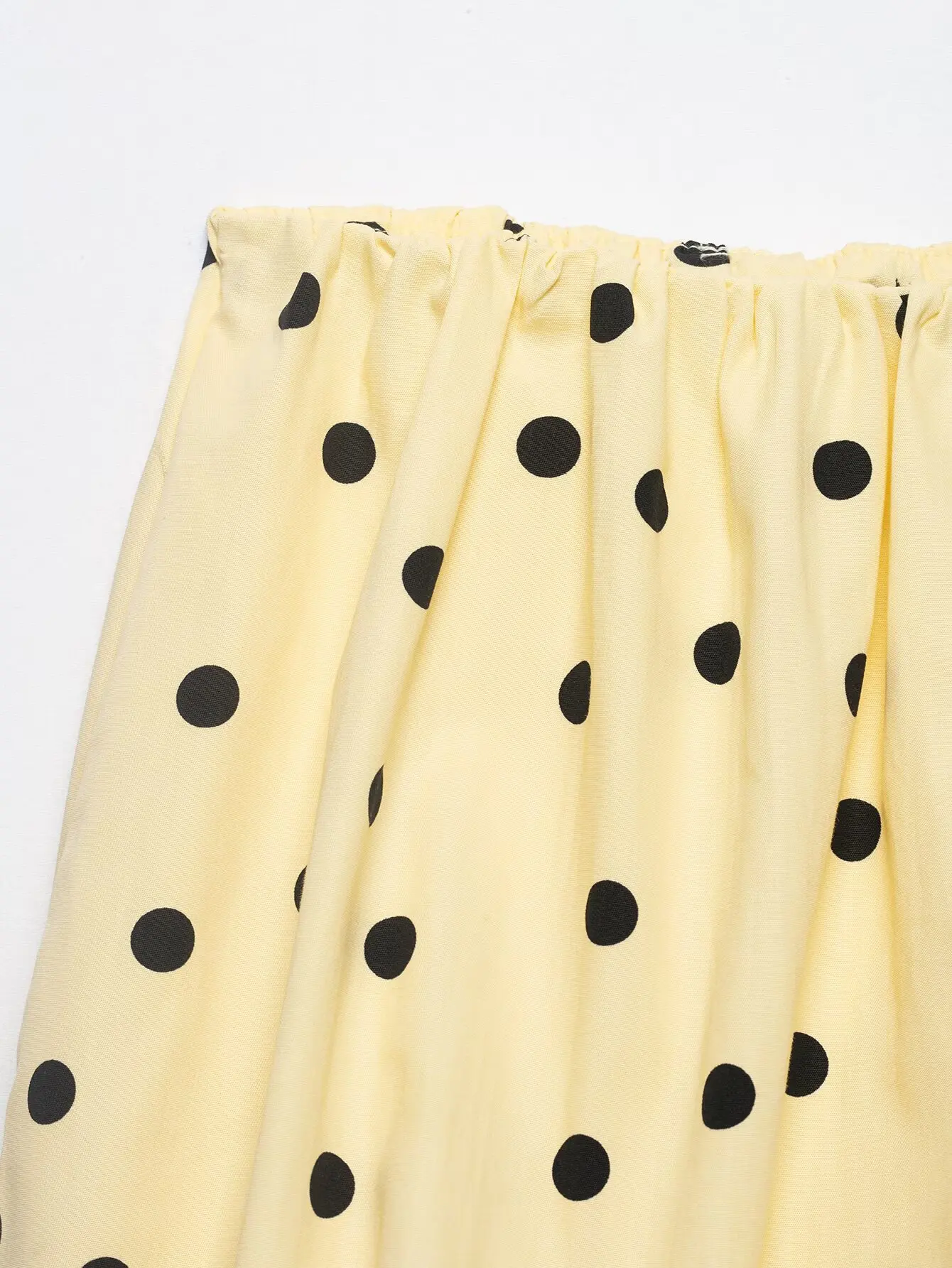 YENKYE New 2026 Women Yellow Polka Dot Bubble Shorts Elastic Waist Casual Cute Summer Bloomers