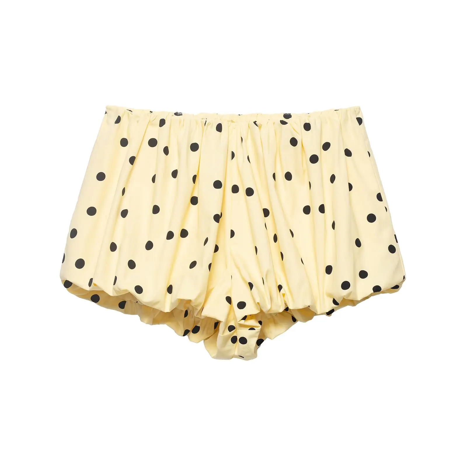 YENKYE New 2026 Women Yellow Polka Dot Bubble Shorts Elastic Waist Casual Cute Summer Bloomers