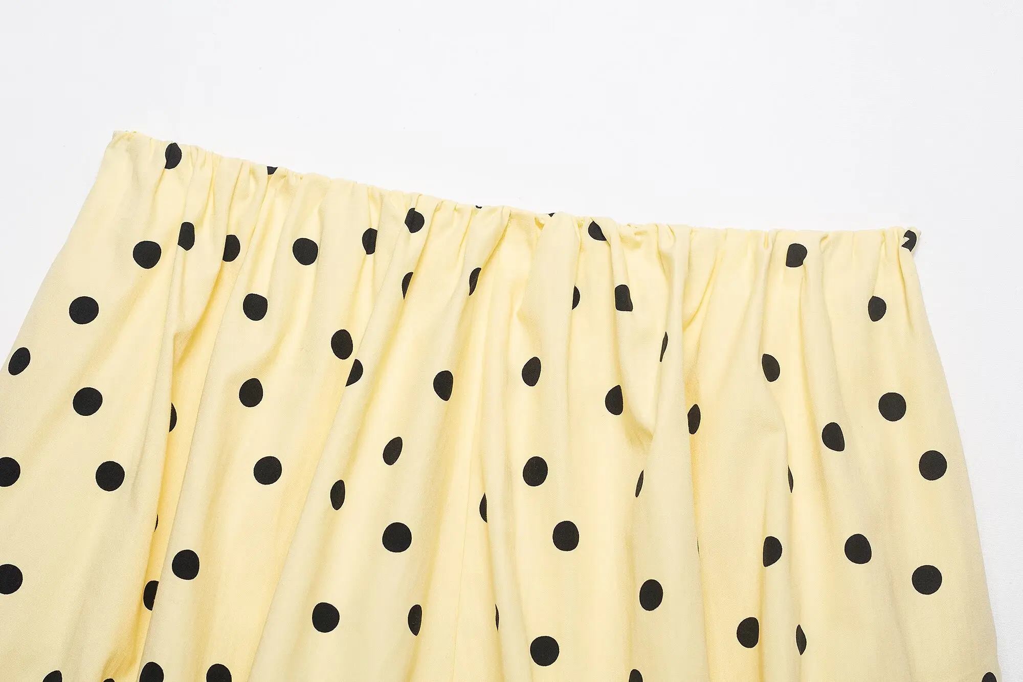 YENKYE New 2026 Women Yellow Polka Dot Bubble Shorts Elastic Waist Casual Cute Summer Bloomers