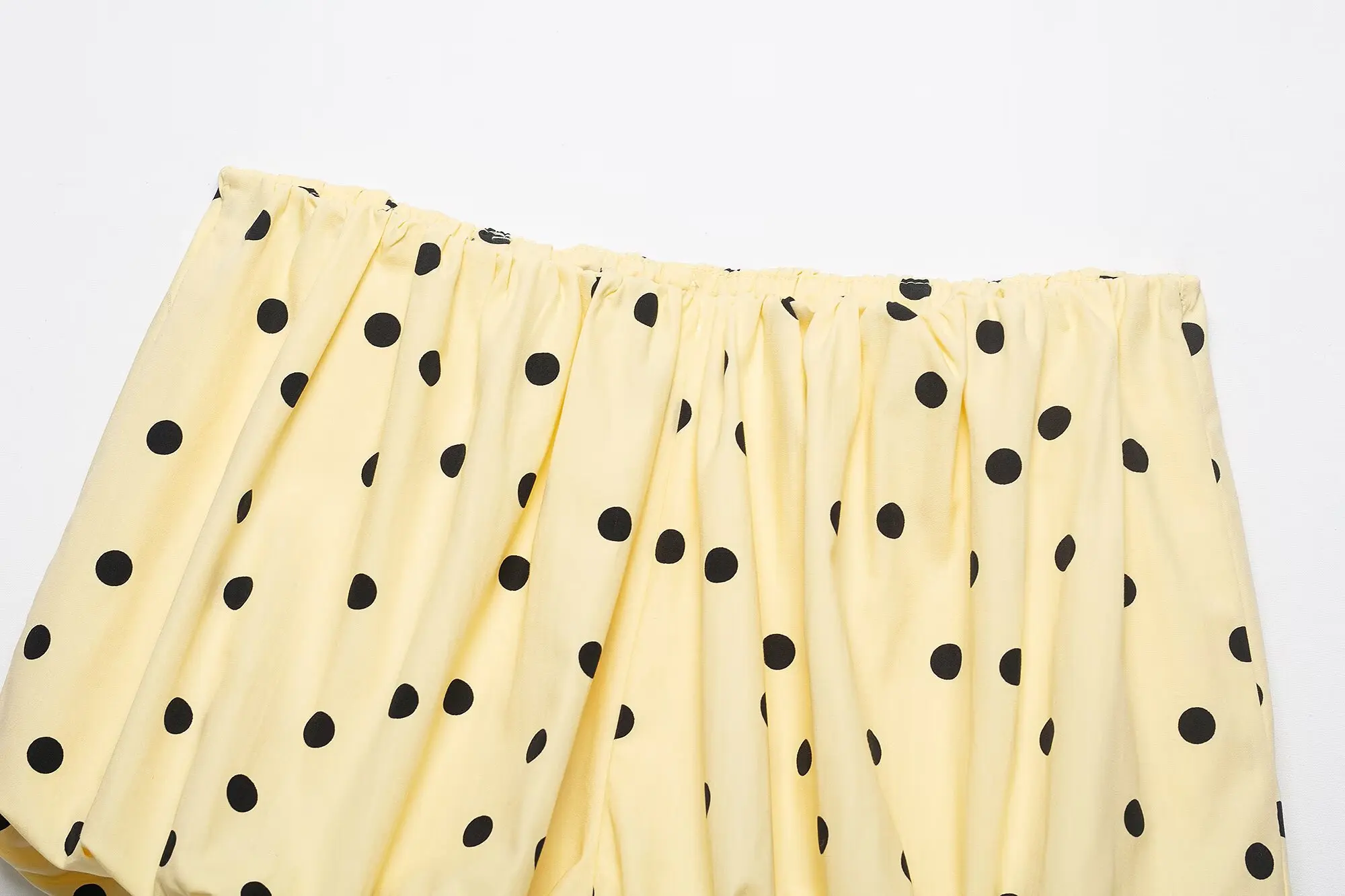 YENKYE New 2026 Women Yellow Polka Dot Bubble Shorts Elastic Waist Casual Cute Summer Bloomers