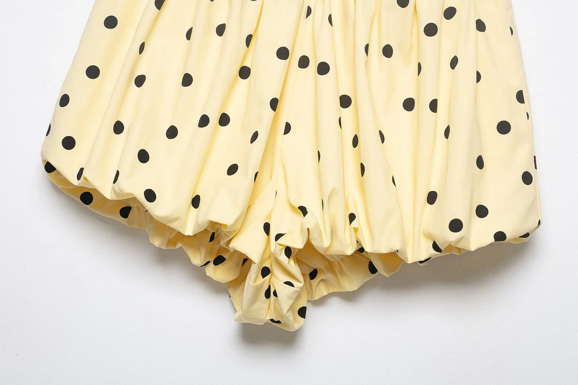 YENKYE New 2026 Women Yellow Polka Dot Bubble Shorts Elastic Waist Casual Cute Summer Bloomers