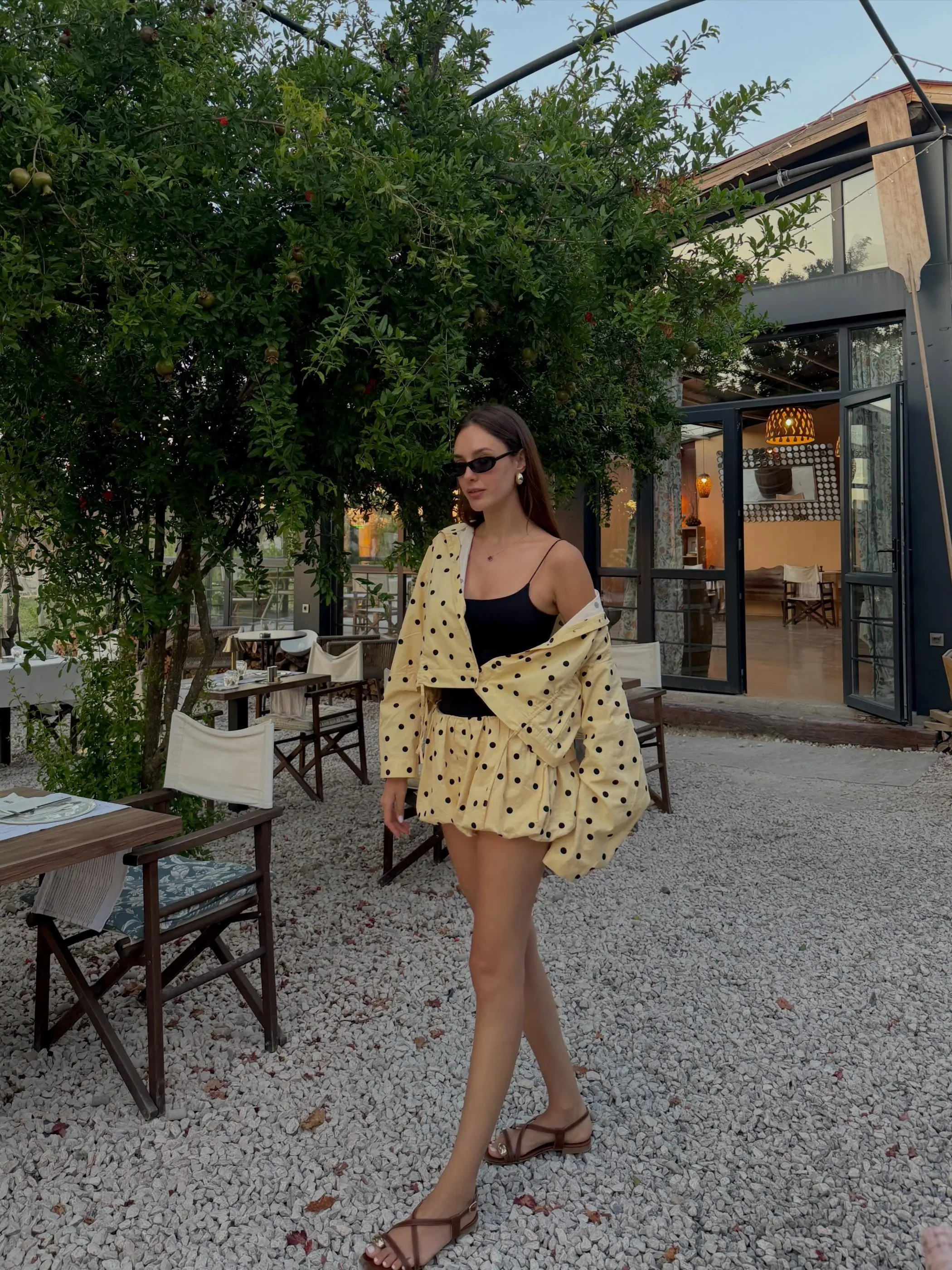 YENKYE New 2026 Women Yellow Polka Dot Bubble Shorts Elastic Waist Casual Cute Summer Bloomers