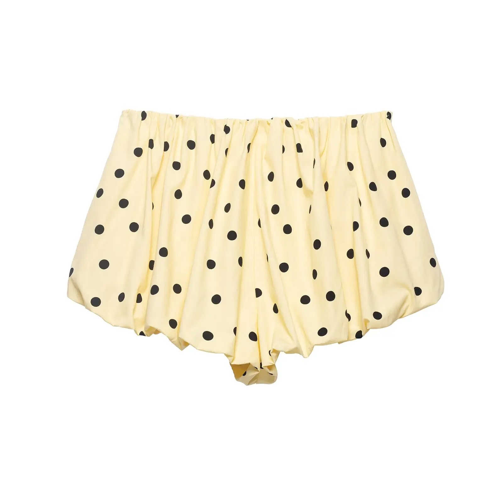 YENKYE New 2026 Women Yellow Polka Dot Bubble Shorts Elastic Waist Casual Cute Summer Bloomers