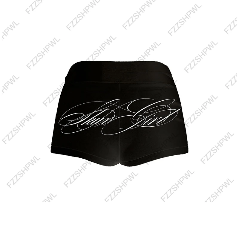 Fashion Streetwear Punk Y2K Shorts Harajuku Letter Print Rock Goth Hot pants Vintage Pants Dark style Hip Hop Casual Crop Shorts