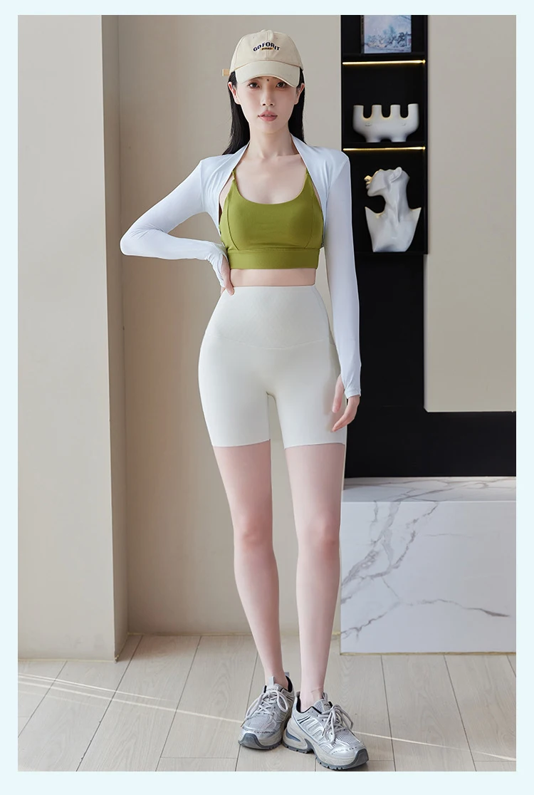 Summer New Side Pocket Sharkskin Biker Shorts Women High Waist Safety Shorts Tight Sport Running Fitness Yoga Bicycle Shorts
