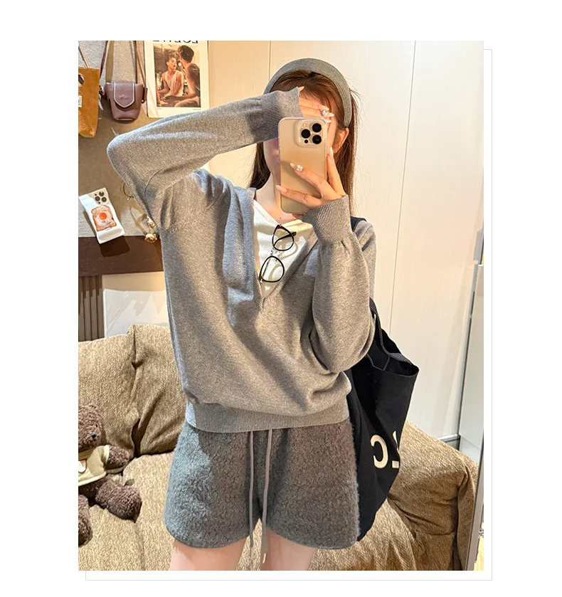 Autumn Winter Faux Lamb Wool Shorts for Women Korean Casual High Waist Wide Leg Shorts Female Warm Comfort Mini Short Pants