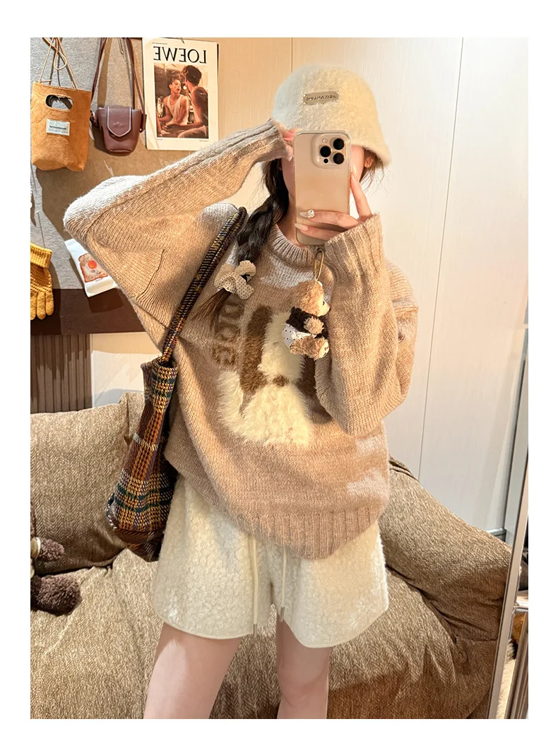 Autumn Winter Faux Lamb Wool Shorts for Women Korean Casual High Waist Wide Leg Shorts Female Warm Comfort Mini Short Pants