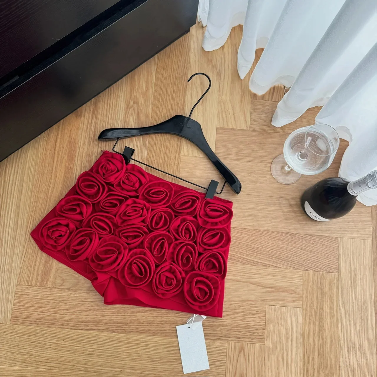 SMTHMA New Autumn Small Fragrance Style 3D Three-Dimensional Rose Flower Short Women's Elegant Temperament Runway Shorts