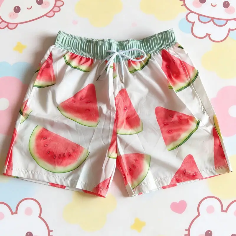 Print Shorts for Women's Bandage Elastic Waist Casual Wide Leg Pants 2026 New Bottoms Fashion Cute Pantalones Cortos De Mujer