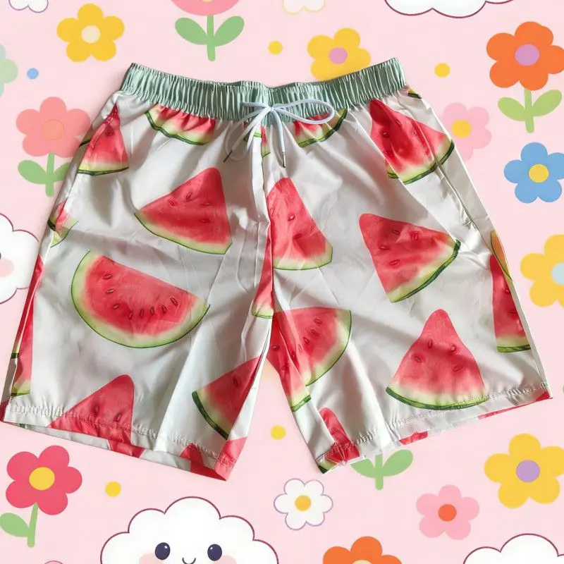 Print Shorts for Women's Bandage Elastic Waist Casual Wide Leg Pants 2026 New Bottoms Fashion Cute Pantalones Cortos De Mujer