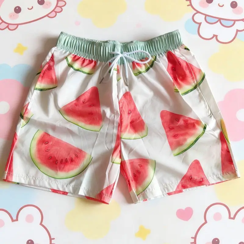 Print Shorts for Women's Bandage Elastic Waist Casual Wide Leg Pants 2026 New Bottoms Fashion Cute Pantalones Cortos De Mujer