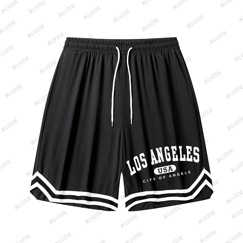 Summer New Women‘s Men's Los Angeles Sports Fitness Shorts Basketball Game Training Running Casual Quick-Drying Short Pants