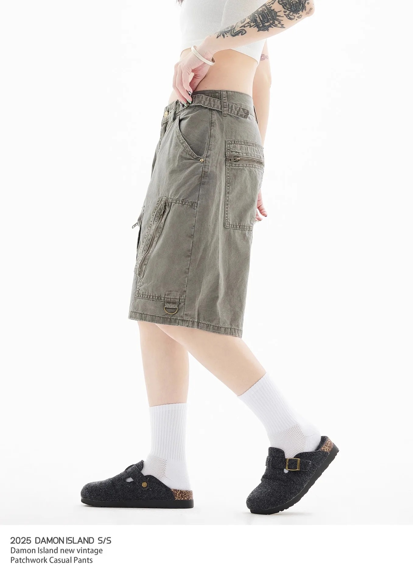 Women Y2k Knee Length Cargo Jeans Harajuku Baggy Wide Leg Denim Trouser Japanese 2000s Short Jean Pants Vintage Oversize Clothes