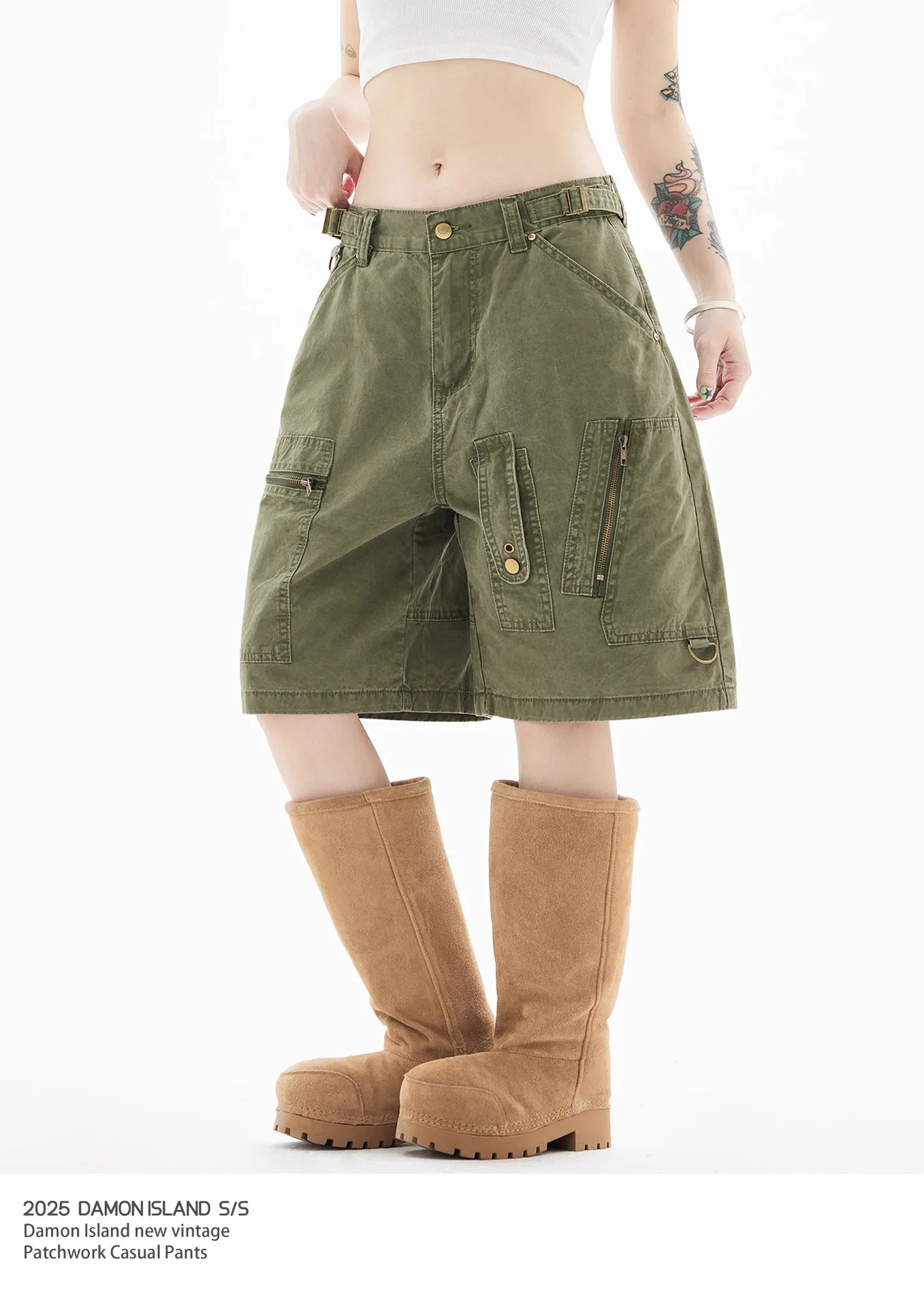 Women Y2k Knee Length Cargo Jeans Harajuku Baggy Wide Leg Denim Trouser Japanese 2000s Short Jean Pants Vintage Oversize Clothes