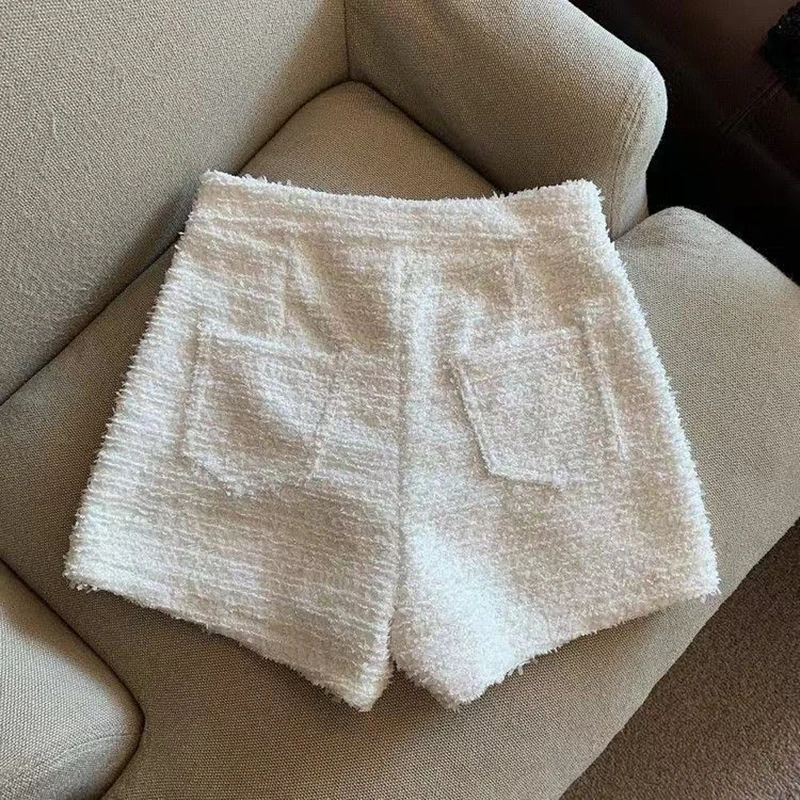 Autumn Winter Women's Tweed Shorts Autumn Winter 2026 High Waist Fashion Wide Leg Short Pants Woman Sexy Slim Fit Solid Short