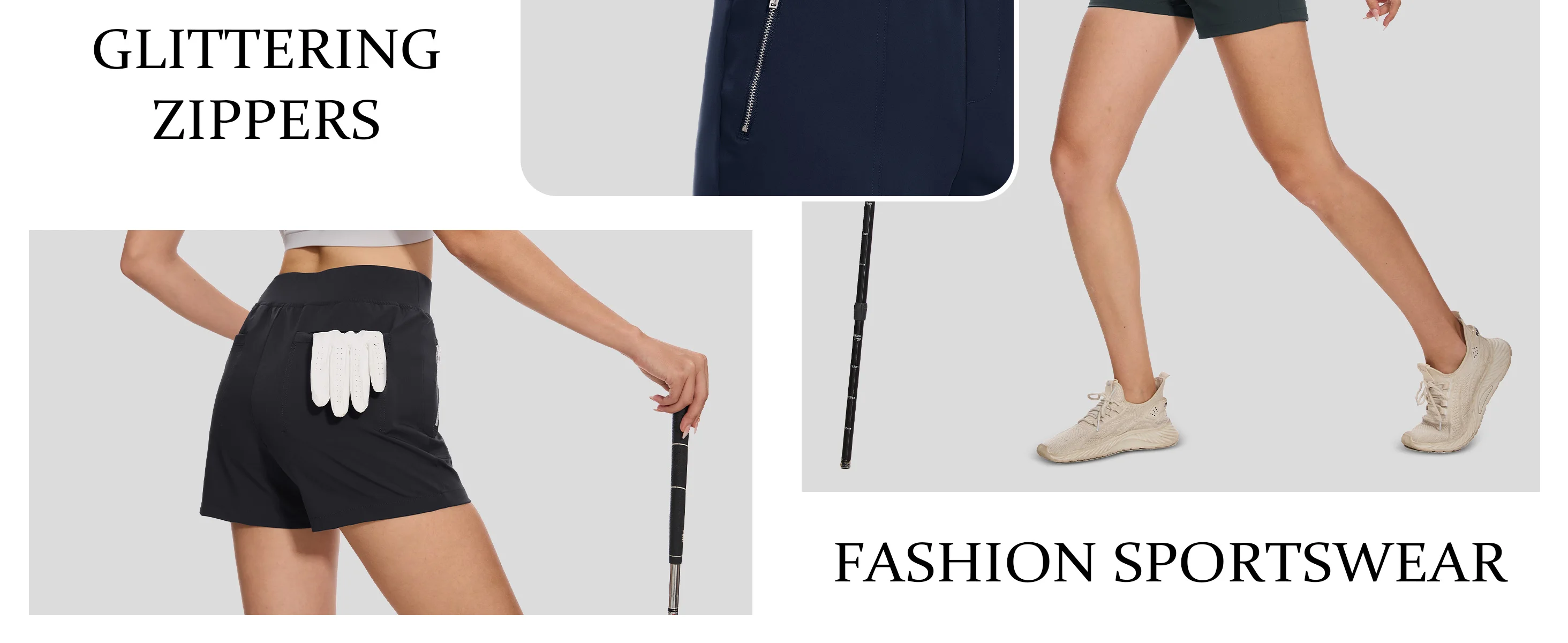 TACVASEN Womens High Waist Hiking Shorts Quick Dry Golf Shorts Multi Zip Pockets Lightweight Elastic Waist Athletic Outdoor Shor