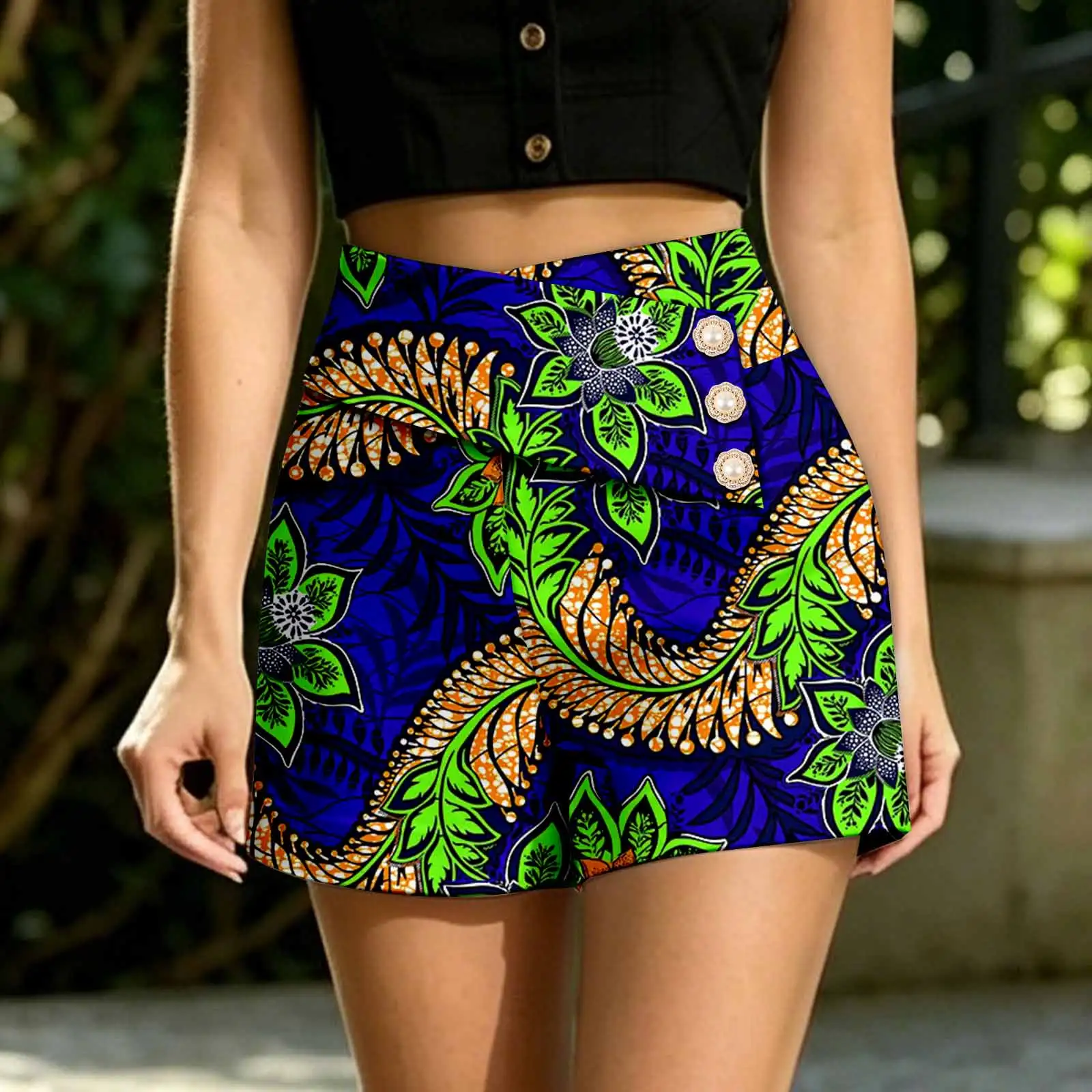 Women's High Waist Summer Shorts Floral Print Pants Pearl button Comfy Stretchy Elastic Waist Casual Athletic Home 2621024