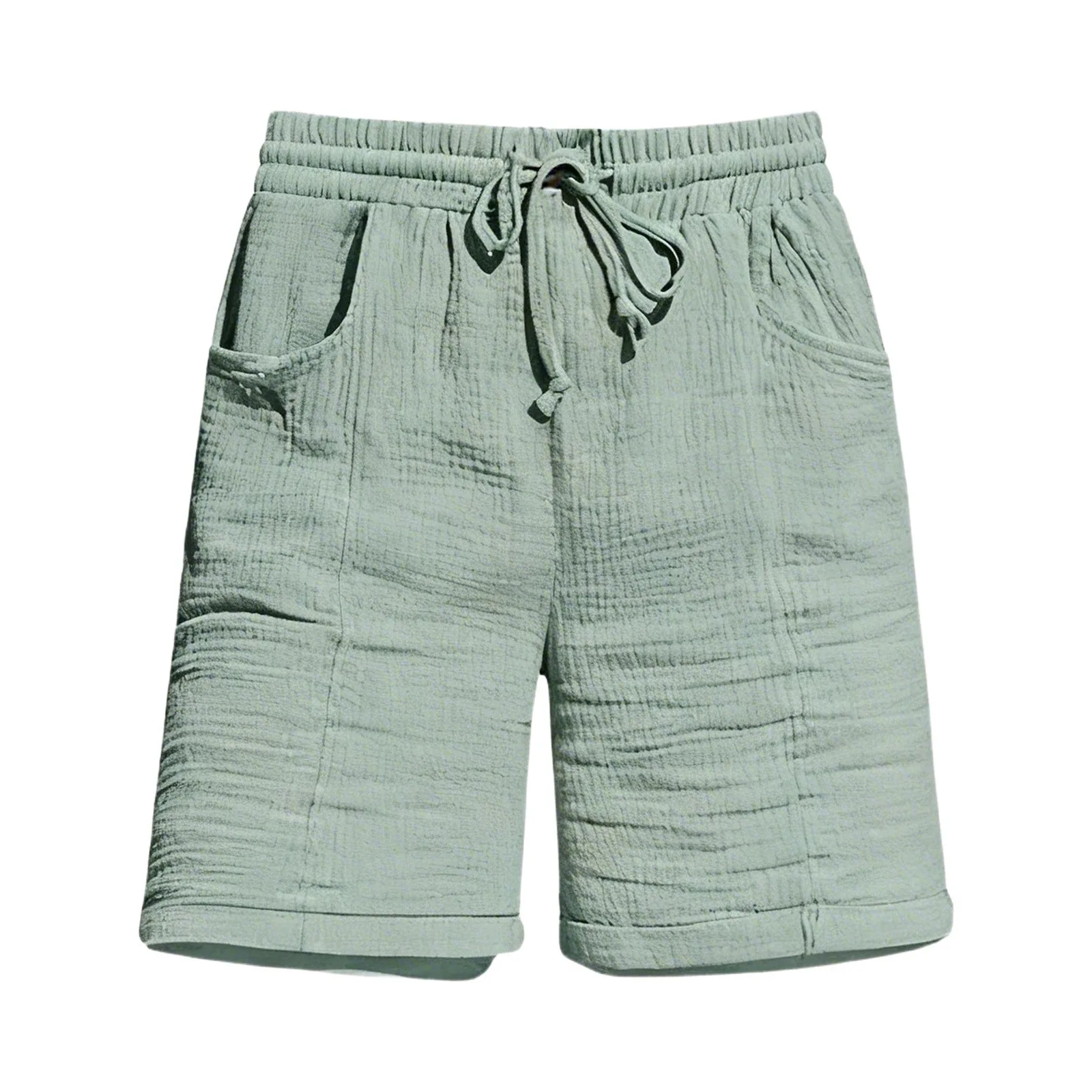 High Waist Drawstring Pocket Cotton Shorts Summer Women Casual Short Pants