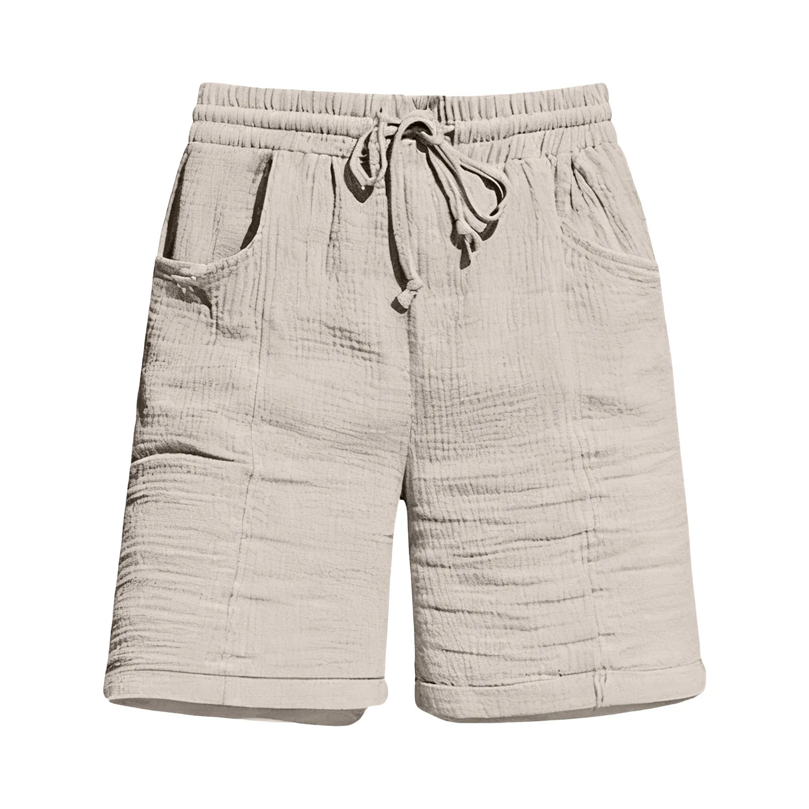 High Waist Drawstring Pocket Cotton Shorts Summer Women Casual Short Pants