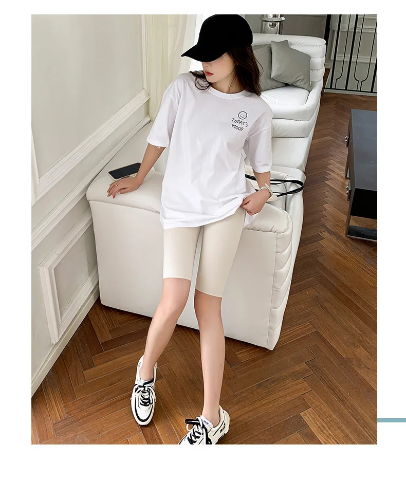 BIVIGAOS Summer Solid Color Sharkskin Cycling Shorts Women Casual Slim Short Leggings Thin High Waist Sport Fitness Biker Shorts