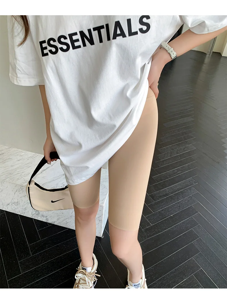 BIVIGAOS Summer Solid Color Sharkskin Cycling Shorts Women Casual Slim Short Leggings Thin High Waist Sport Fitness Biker Shorts