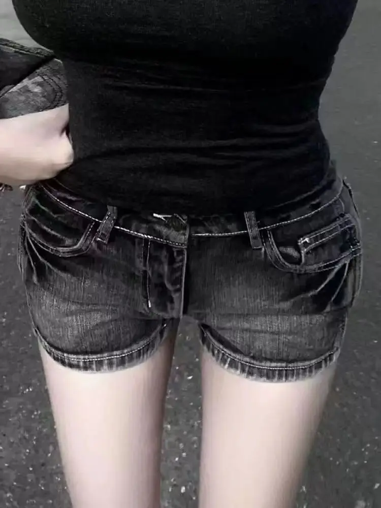 Shorts Women Bodycon American Retro High Street Sexy Summer Vintage Denim Casual Aesthetic Y2k Club Punk Style Harajuku Simple