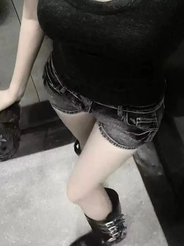Shorts Women Bodycon American Retro High Street Sexy Summer Vintage Denim Casual Aesthetic Y2k Club Punk Style Harajuku Simple