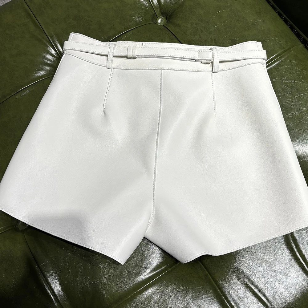 YOLOAgain Suede Shorts Women Real Leather Shorts With Belt 2026 Spring New