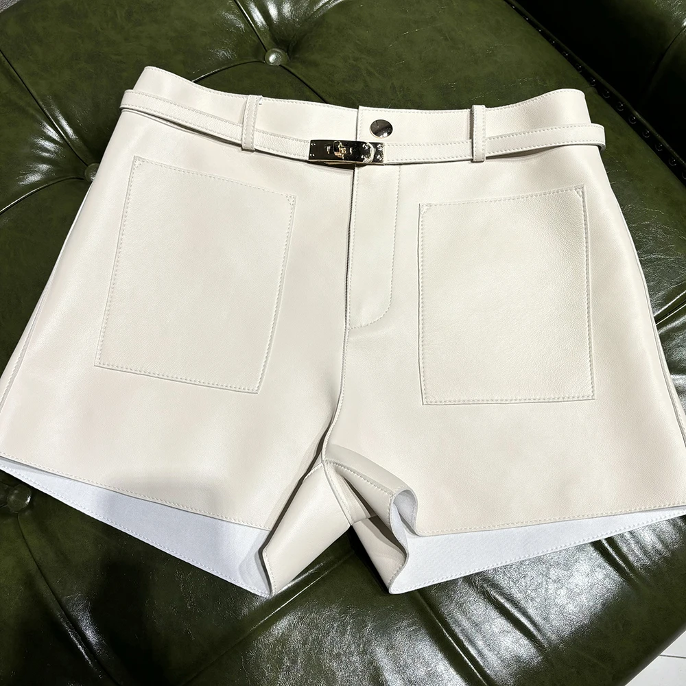 YOLOAgain Suede Shorts Women Real Leather Shorts With Belt 2026 Spring New