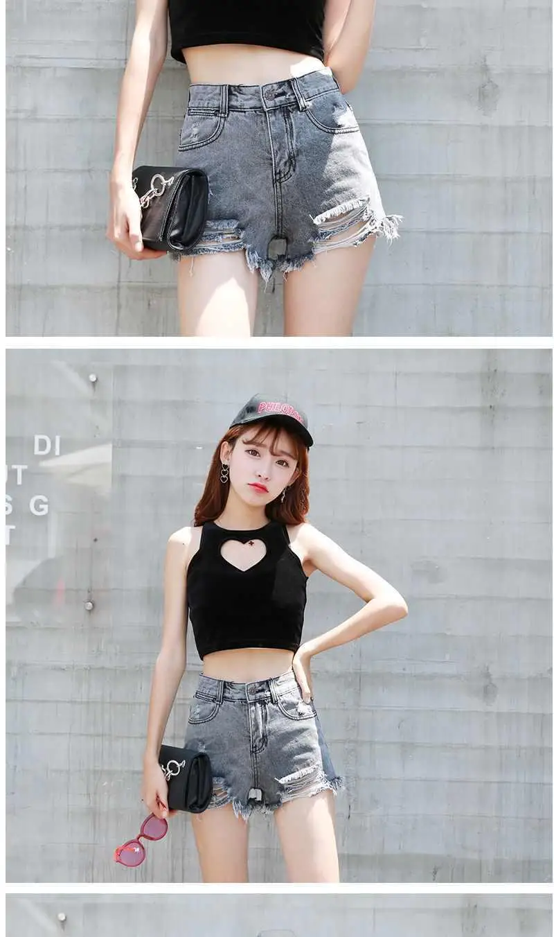 Aesthetic Summer Hot Wide Leg Loose Ripped High Waist Korean Fashion Vintage Short Pants Casual Women's Jean Denim Shorts Female