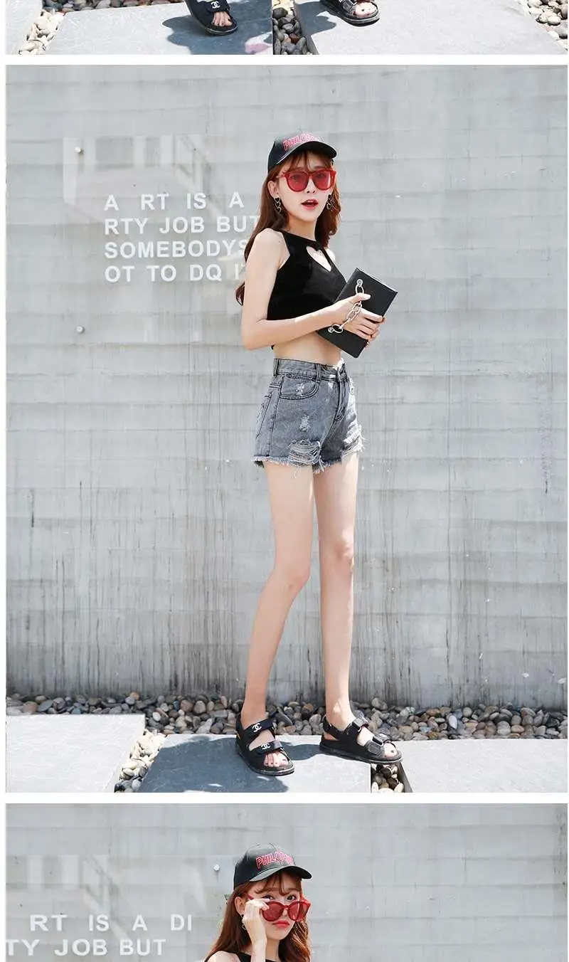 Aesthetic Summer Hot Wide Leg Loose Ripped High Waist Korean Fashion Vintage Short Pants Casual Women's Jean Denim Shorts Female