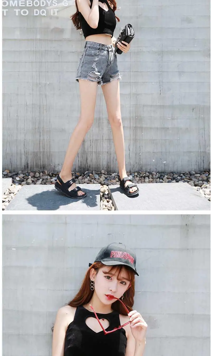Aesthetic Summer Hot Wide Leg Loose Ripped High Waist Korean Fashion Vintage Short Pants Casual Women's Jean Denim Shorts Female