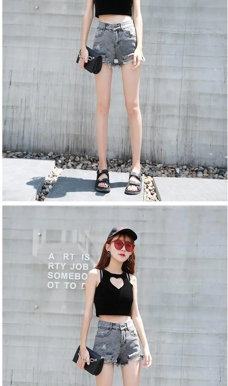 Aesthetic Summer Hot Wide Leg Loose Ripped High Waist Korean Fashion Vintage Short Pants Casual Women's Jean Denim Shorts Female