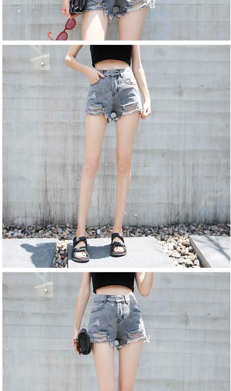 Aesthetic Summer Hot Wide Leg Loose Ripped High Waist Korean Fashion Vintage Short Pants Casual Women's Jean Denim Shorts Female